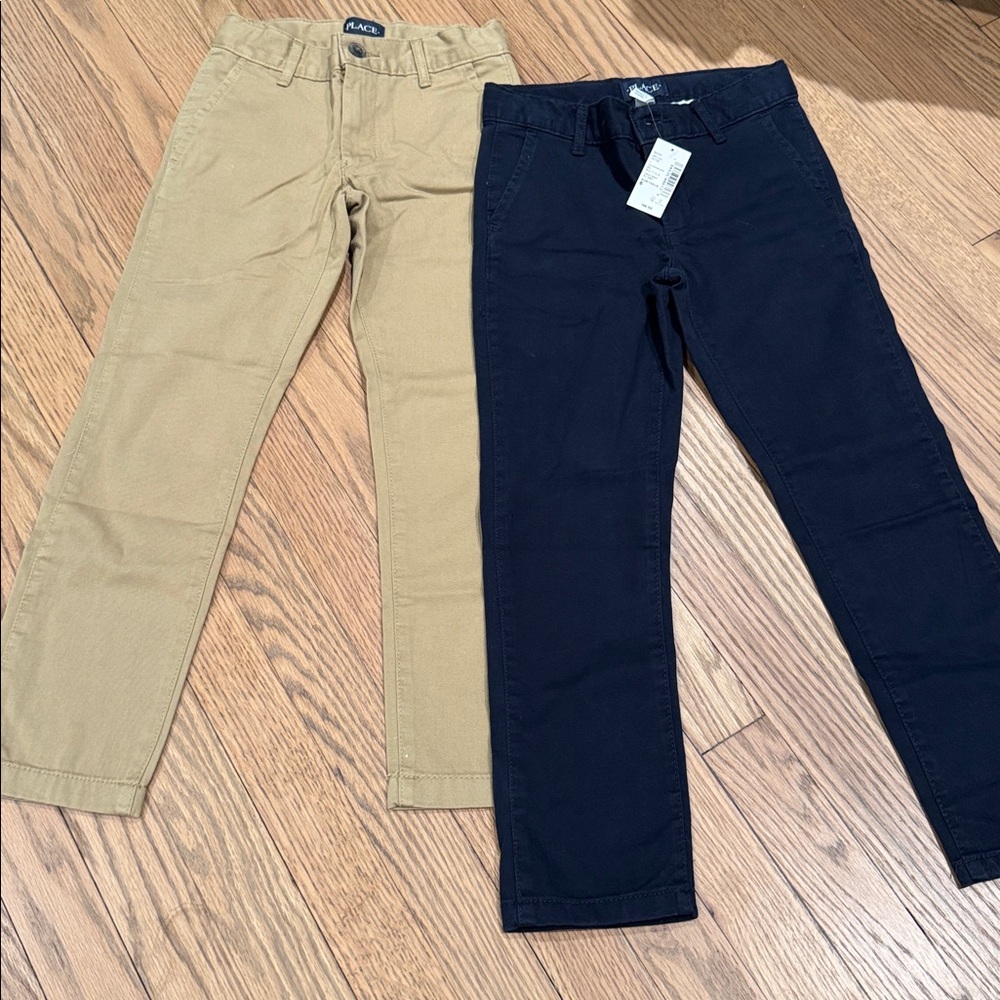 Children’s Place Boys Uniform Pants- Tan and Navy Pants Set- Size 6 - NWT